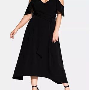City Chic Sweet Delight Cold Shoulder Dress Black Size 14W ( XS) NWT